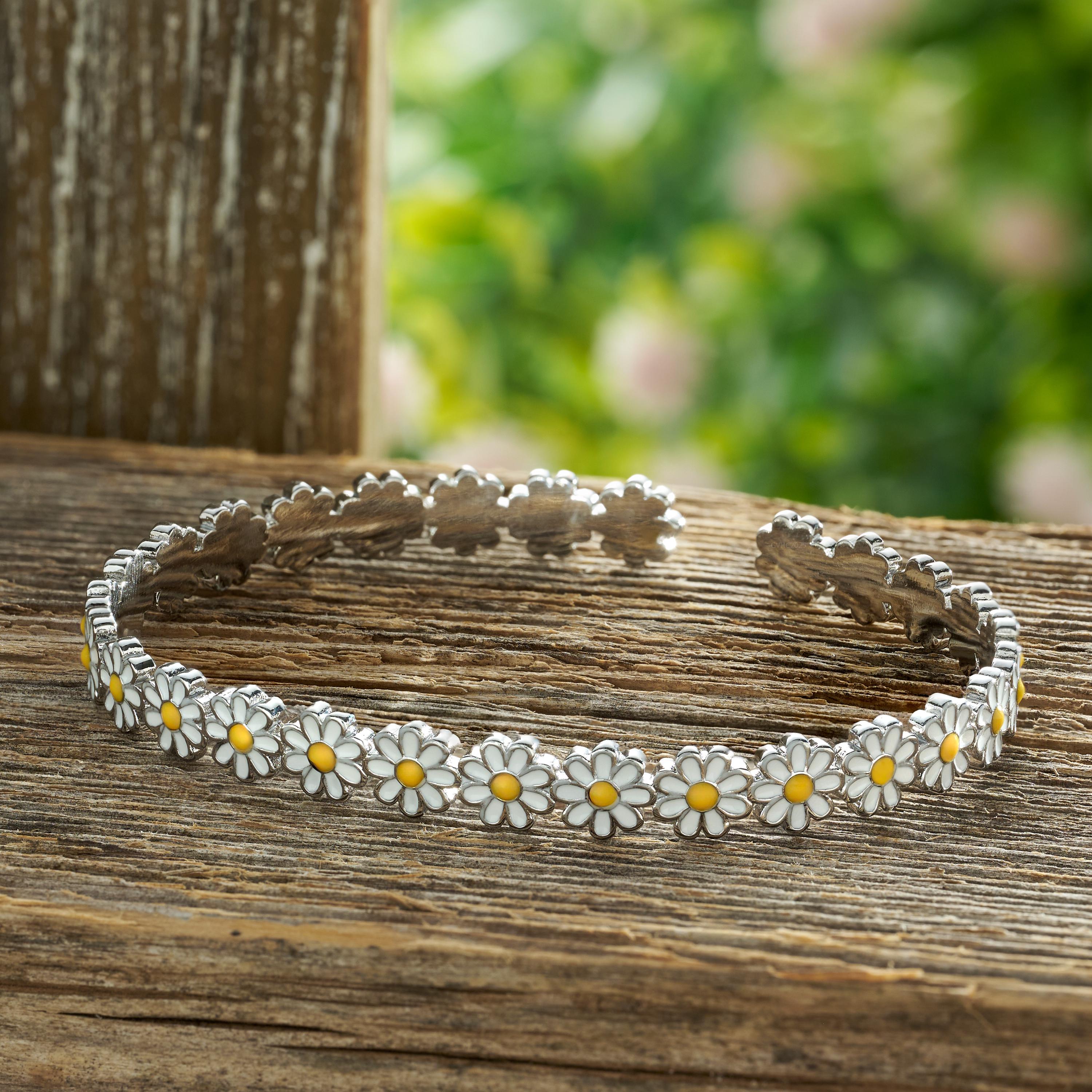 Silver Daisy Bracelet - Etsy