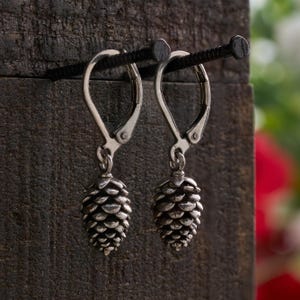 Handmade Leverback Pine Cone Earrings, Pine Tree Jewelry, Rustic Jewelry, Tree Lover Earrings, Winter Earrings, Fall Earrings, Gift for Her
