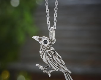Nevermore Raven Necklace, Edgar Allan Poe Accessory, Mystical Jewelry, Gothic Necklace, Halloween Necklace, Fall Jewelry, 3D Bird Jewelry