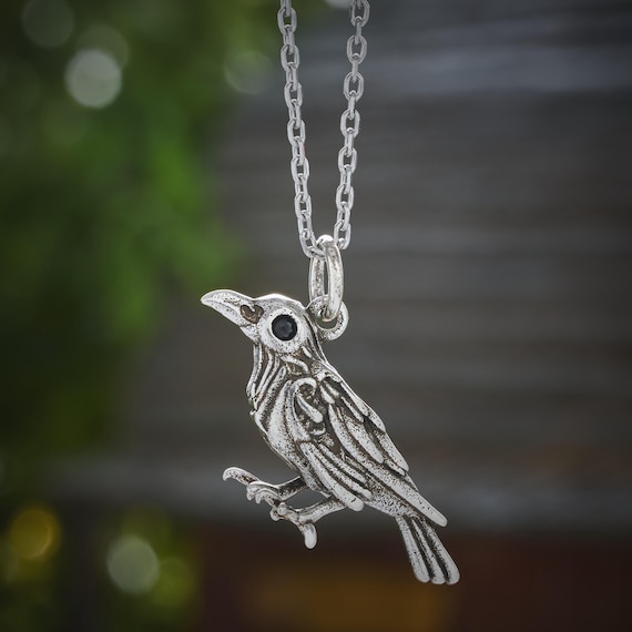 Nevermore Raven Necklace, Edgar Allan Poe Accessory, Mystical Jewelry, Gothic Necklace, Halloween Necklace, Fall Jewelry, 3D Bird Jewelry