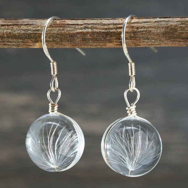 Handmade Dandelion Earrings, Meaningful Flower Jewelry, Spring and Summer Jewelry, Minimalist Glass Earrings, Sentimental Nature Earrings