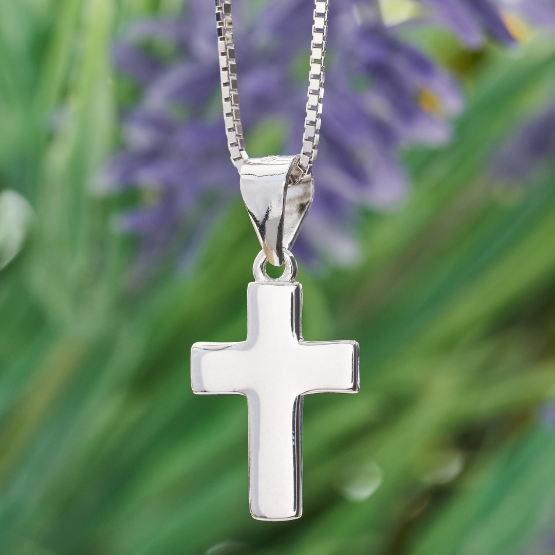 Christian Necklace Sterling Silver Dainty Cross Necklace Etsy