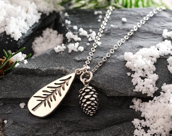 Handmade Pine Tree Necklace, Cute Forest Jewelry, Evergreen Jewelry, Fall and Winter Jewelry, Minimalist Jewelry, Unique Tree Lover Gift