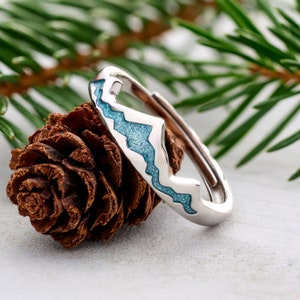 Sterling Silver Snowy Mountain Ring, Silver Ring, Mountain Jewelry, Hiking Jewelry, Winter Jewelry, Mountain Lover Gift, Nature Lover Gift