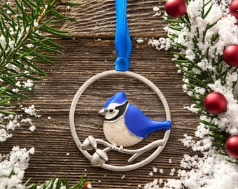 Handmade Blue Jay Branch Ornament, Rustic Christmas Decor, Country Christmas Decor, Bird Lover Gift, Bird Tree Decoration, Christmas Gift