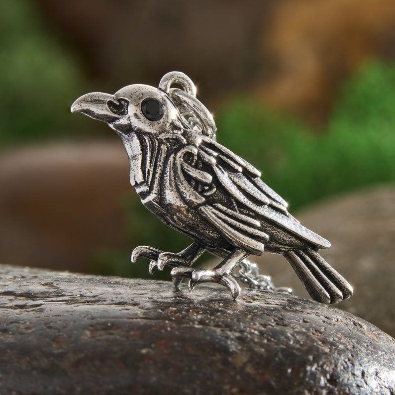 Nevermore Raven Necklace, Edgar Allan Poe Accessory, Mystical Jewelry, Gothic Necklace, Halloween Necklace, Fall Jewelry, 3D Bird Jewelry image 7