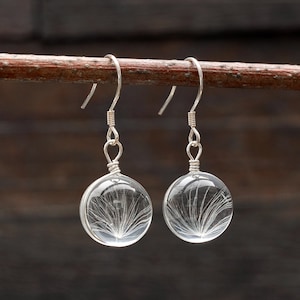 Handmade Dandelion Earrings, Meaningful Flower Jewelry, Spring and Summer Jewelry, Minimalist Glass Earrings, Sentimental Nature Earrings