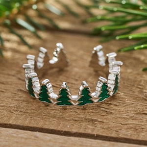 Little Pine Tree Ring, Christmas and Holiday Jewelry, Minimalist Jewelry, Handmade Tree Ring, Cute Evergreen Tree Jewelry, Forest Jewelry
