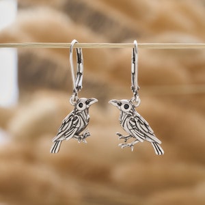 Nevermore" Raven Leverback Earrings