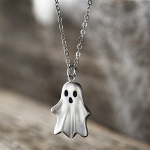 Spooky Ghost Necklace, Handmade Halloween Necklace, Cute Halloween Jewelry, Fall and Spooky Season Accessories, Unique Gothic Jewelry
