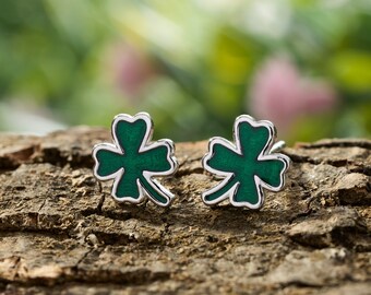 Sterling Silver Four-Leaf Clover Studs, Shamrock Jewelry, Spring/Summer Earrings, Lucky Irish Jewelry, St. Patrick's Jewelry, Minimalist