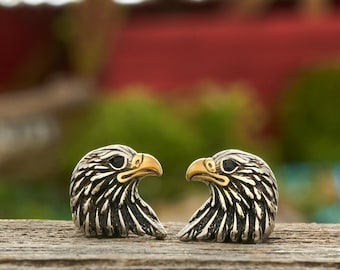 Bald Eagle Stud Earrings, Vintage Silver Patriotic Studs, Americana Wildlife Jewelry, Veteran Gift