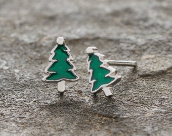 Sterling Silver Little Pine Tree Studs, Rustic Evergreen Jewelry, Fall and Winter Earrings, Minimalist Jewelry, Tree Lover Gift, Nature Gift