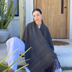 Handmade Llama Wool Ruana: Unisex Cape, Argentine Design
