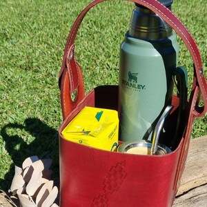 Cowhide Leather Mate Set Basket: Argentine Andes Organizer
