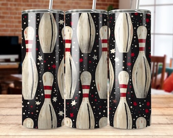 Retro Bowling Pins Tumbler Wrap: 20oz PNG (Digital Download)