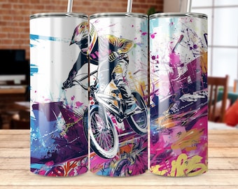 BMX Biker Tumbler Wrap: Urban Street Art Design (Digital Download)