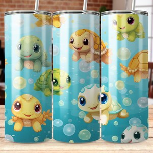 kawaii turtles 20 oz Skinny Tumbler Sublimation Design, Straight & Tapered Wrap, Tumbler Wrap, Tumbler Png, Instant Download