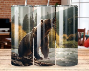 Gobelet à sublimation Grizzly Bear : film droit/conique de 20 oz (téléchargement numérique)