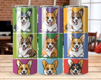 Cartoon Corgi Pop Art 20 oz Tumbler Wrap (Digital Download)
