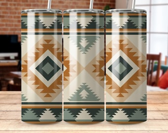 Boho Aztec Tumbler Wrap: Geometric Sublimation Design (Digital Download)