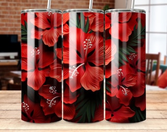 red flowers 20 oz Skinny Tumbler Sublimation Design, Straight & Tapered Wrap, Tumbler Wrap, Tumbler Png, Instant Download
