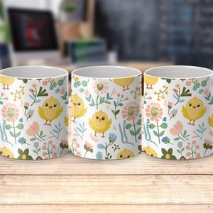 Cute Bird Floral Coffee Mug Wrap, Mug Wrap Designs for 15oz and 11oz, Printable Digital Mug Wrap, Bird and Flowers Mug Wrap Art image 6