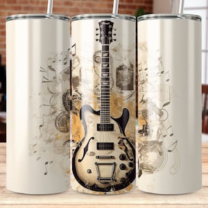 Vintage Guitar 20 oz Tumbler Sublimation Design (PNG Digital Download)