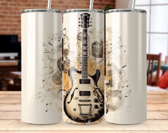 Vintage Guitar 20 oz Tumbler Sublimation Design (PNG Digital Download)