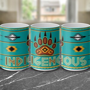 Colorful Indigenous Design Mug, Coffee Cup for Morning Routine, Unique Ceramic Mug, Perfect Gift for Coffee Lovers, 11 oz or 15 oz