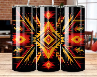 Vibrant Abstract Geometric Pattern 20 oz Tumbler Wrap Digital Download, Fits Both Straight and Tapered Tumblers