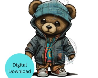 Streetwear Teddy Bear PNG Clipart (Digital Download)