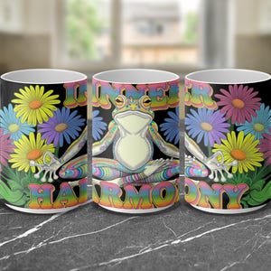 Inner Harmony Frog Mug Wrap Digital Design Colorful Mug Wrap 15 oz 11 oz PNG Psychedelic Frog Mug Sublimation Wrap