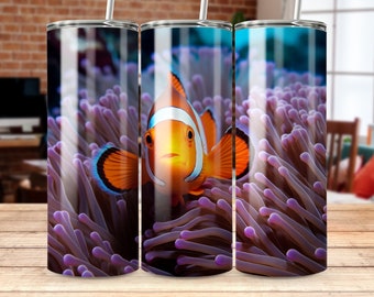 Clown Fish Tumbler Sublimation Design: Straight & Tapered Wrap (Digital Download)