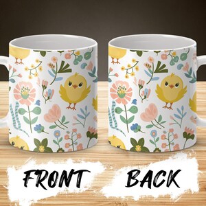 Cute Bird Floral Coffee Mug Wrap, Mug Wrap Designs for 15oz and 11oz, Printable Digital Mug Wrap, Bird and Flowers Mug Wrap Art image 7