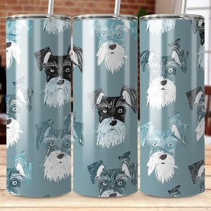 Cute Schnauzer Dog Pattern Digital Tumbler Wrap for Craft Projects and Gifts