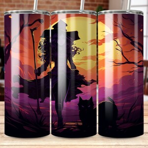 witch and black cat 20 oz Skinny Tumbler Sublimation Design, Straight & Tapered Wrap, Tumbler Wrap, Tumbler Png, Instant Download