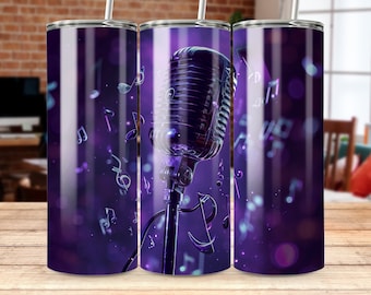 Microphone 20oz Tumbler Sublimation Design: Straight & Tapered (Digital Download)