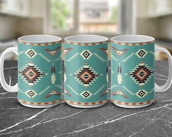 Aztec Tribal Mug Wrap: Colorful Pattern Design (Digital Download)