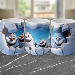 snowman 3d Hole In A Wall Mug Wrap 11oz & 15oz Mug Template, 3D Mug Sublimation Design Mug Wrap Template PNG Instant Digital Download
