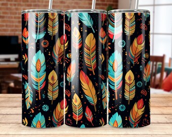 native feathers 20 oz Skinny Tumbler Sublimation Design, Straight & Tapered Wrap, Tumbler Wrap, Tumbler Png, Instant Download