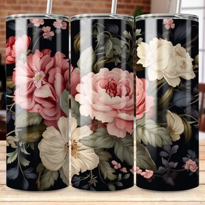 Shabby Chic Floral 20oz Tumbler Sublimation Design (Digital Download)