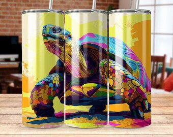 Colorful Turtle Tumbler Wrap Design - Unique Digital Product for Crafting and DIY Projects