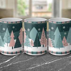 Winter Wonderland Coffee Mug Wrap Printable, Christmas Tumblers Digital Download, Holiday Mug Wraps 11 oz 15 oz, Festive Cup Decor