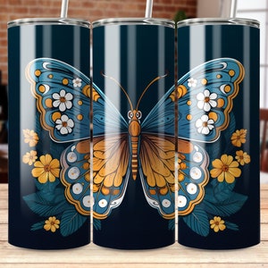 butterfly 20 oz Skinny Tumbler Sublimation Design, Straight & Tapered Wrap, Tumbler Wrap, Tumbler Png, Instant Download