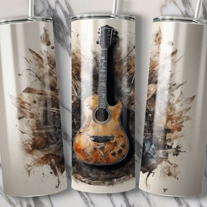 Guitar 20 oz Skinny Tumbler Sublimation Design, Straight & Tapered Wrap, Tumbler Wrap, Tumbler Png, Instant Download