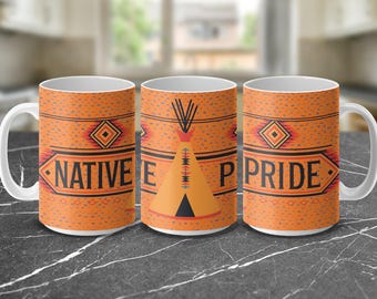 Native Pride Mug Wrap: Tribal Art, 11oz/15oz Mugs (Digital Download)