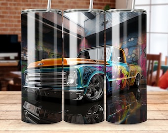 Colorful Lowered Truck 20oz Tumbler Sublimation Design (Digital Download)