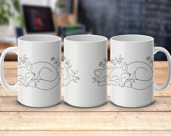 Cute Fox Coffee Mug Wrap for 11oz and 15oz Digital Download, Printable Animal Mug Design, Instant Download Gift Idea, Woodland Mug Art