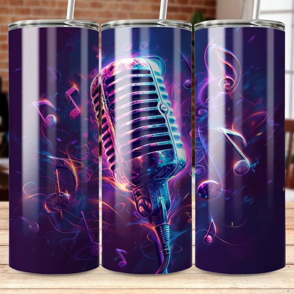 Microphone 20 oz Skinny Tumbler Sublimation Design, Straight & Tapered Wrap, Tumbler Wrap, Tumbler Png, Instant Download